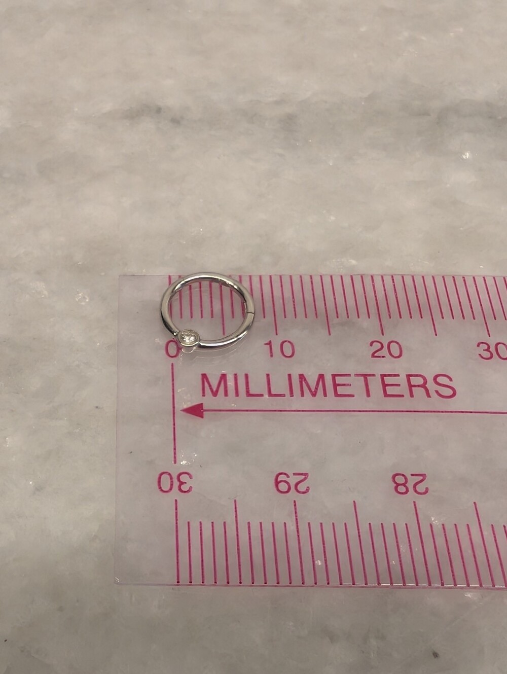 14k White Gold 16 Gauge Seamless Hoop With Side Diamond - Picture 4 of 4